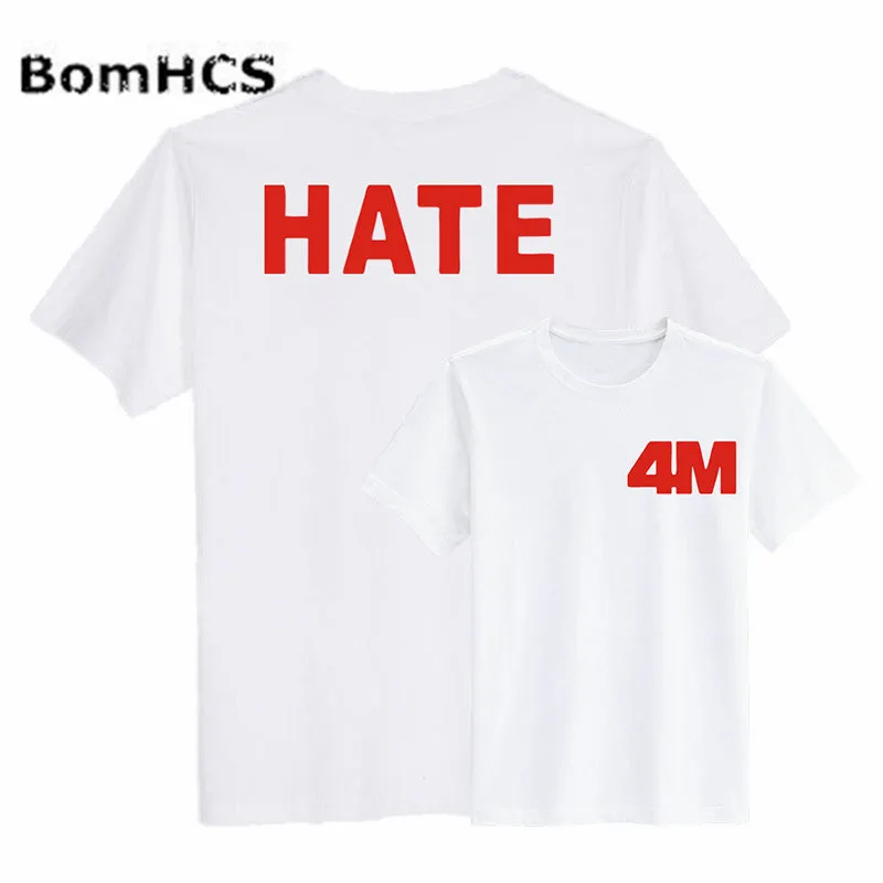 Летняя хлопковая футболка с коротким рукавом BomHCS Kpop надписью Act.7 и Hate Stars унисекс |