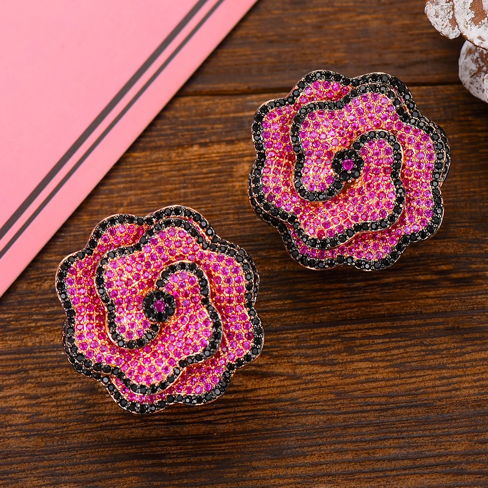 Женские серьги пусеты GODKI роскошные весенние Серьги с розами 26 мм свадебные