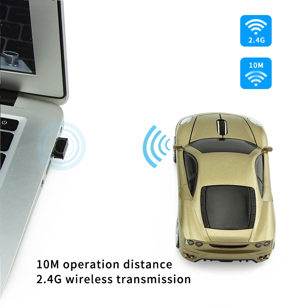 CHYI Автомобильная беспроводная мышь 1600 dpi USB оптическая классная 3D мышь для ноутбука ПК Компьютерная игровая мышь дизайн автомобиля Золотая мышь Sem Fio для детского подарка