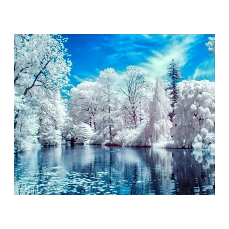 

New Needlework Diamond Painting Beautiful Snow Winter Landscape Diamond Embroidery All Square Drill Rhinestone Mosaic Picture