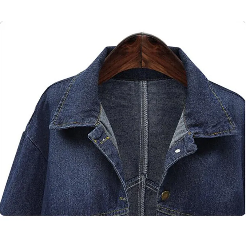 Куртка женская джинсовая размера плюс свободная короткая верхняя одежда базовая