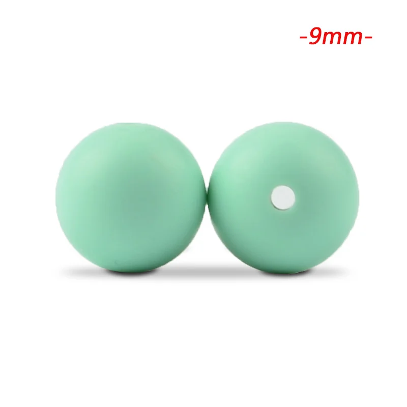 mint LOFCA 50 шт./лот, силиконовые бусины 9 мм, свободные бусины-прорезыватель для зубов, детская игрушка-прорезыватель для зубов, жевательные бисероплетения, не содержит Бисероплетение, для изготовления ювелирных изделий - Цвет: mint