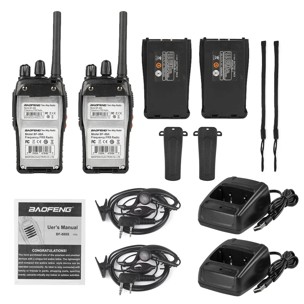 2 шт. Baofeng BF-88A FRS Walkie Talkie 0 5 Вт UHF 462-467 MHz 16 CH Handheld Ham двухстороннее радио Обновление