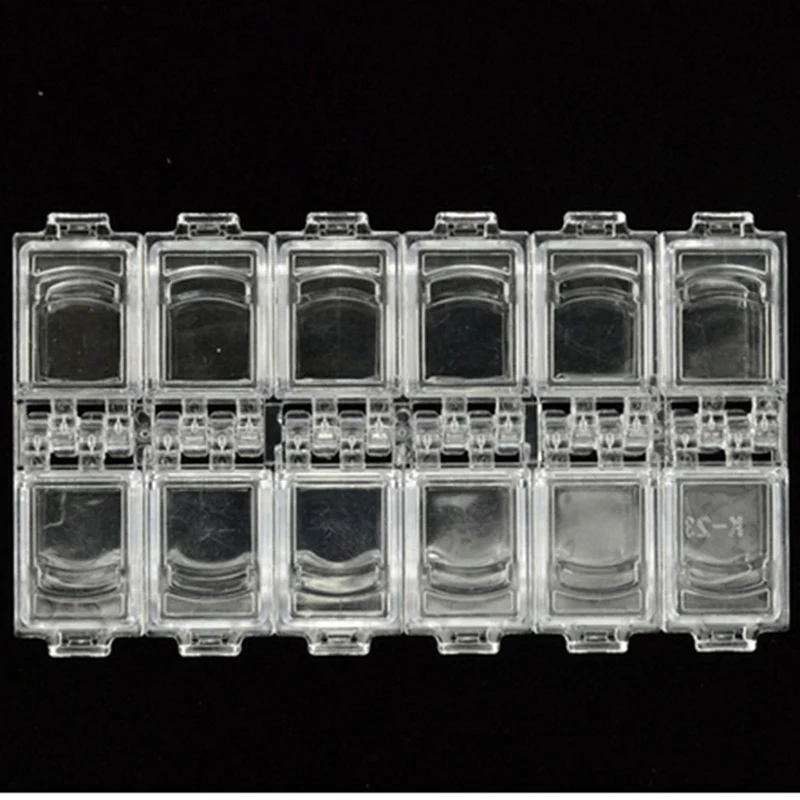 1PC 1 Case 12 Slots Clear Storage Box Empty Container For Nail Art Gems Jewelry Decoration Glitter Tools | Красота и здоровье