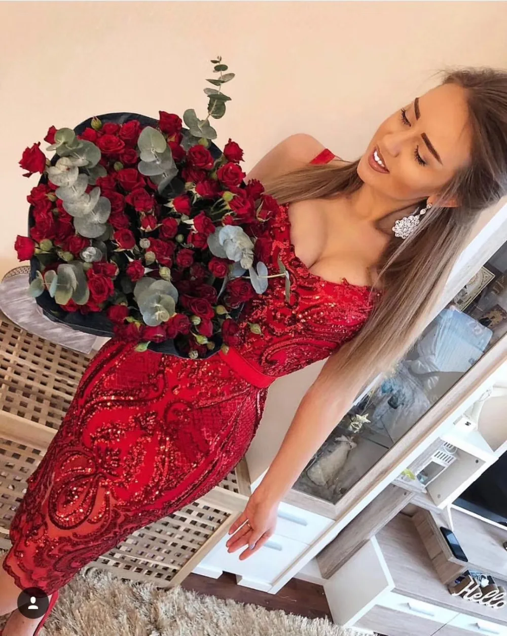 Высококачественное женское сексуальное красное Бандажное платье с v образным