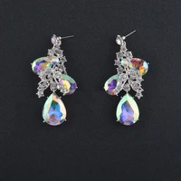 classic high quality aurora ab color water drop earrings for women fashion jewelry drop earrings party wedding jewelry gift
