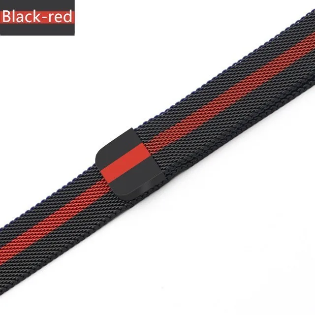 Black red 42 мм 38 мм 44 мм 40 мм ремешок для Apple Watch 4 3 2 1 ремешок для IWatch Миланский магнитный браслет из нержавеющей стали Петля аксессуары - Цвет ремешка: Black red
