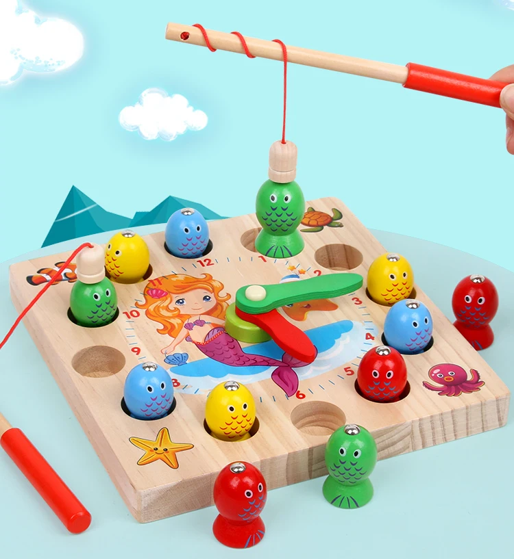 Logwood детская игрушка Learninga и образование деревянные часы игрушка игра в рыбалку Nixie часы цифры время Смешные гаджеты интересные игрушки