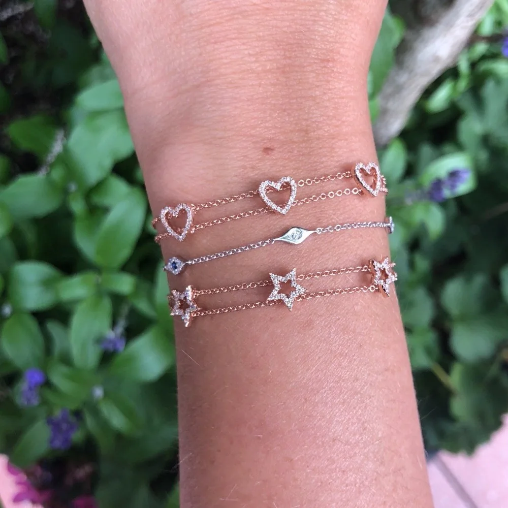 

cute cz star bracelet for girl gift fine 925 sterling silver gold silver color delicate minimal geometric star bracelets