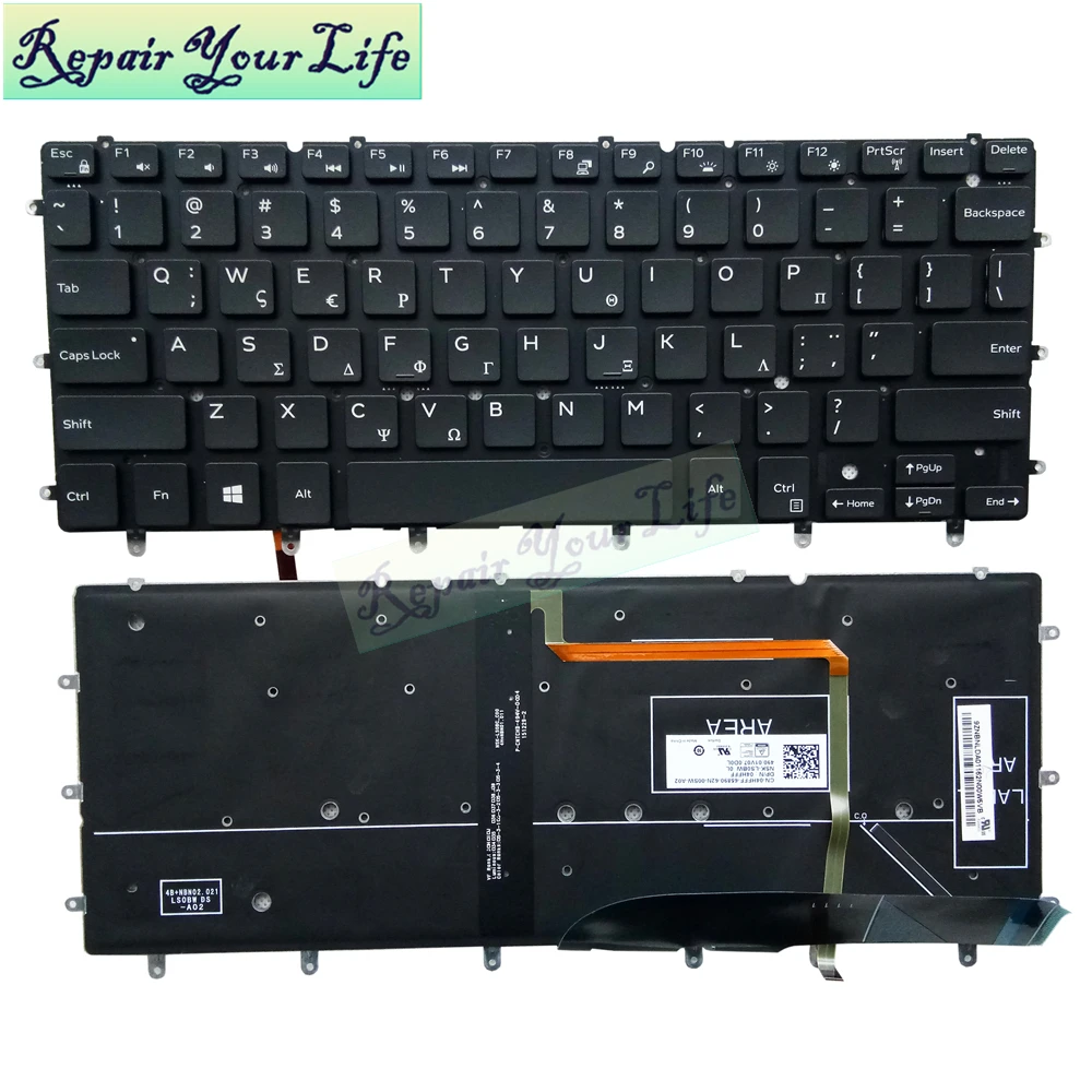 XPS 13 7347 греческая клавиатура с подсветкой для Dell 7348 13-7352 7353 13-7359 13-7347 15-9343 GK black 04HFFF