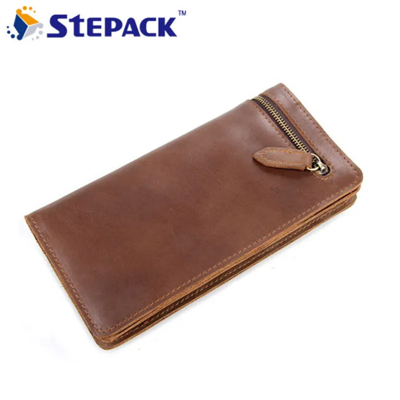 2017 Vintage Genuine Leather Men Wallet with Card Holders Bifold Zipper Business Clutch Bag High Quality | Багаж и сумки