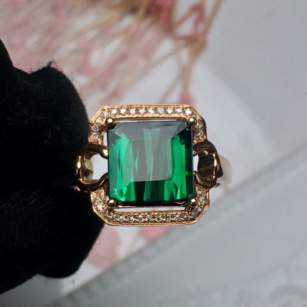 Ювелирные изделия настоящее чистое 18 K золото ювелирные 100% Природный зеленый