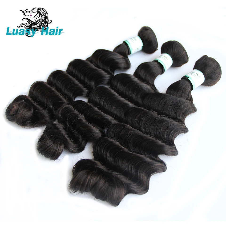 Luasy бразильский 3 пучки волос свободная волна натуральные волосы Weave Связки 100%