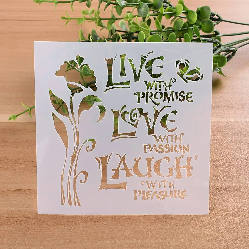 

13cm 5.1" Love Live Laugh DIY Layering Stencils Wall Painting Scrapbook Embossing Album Decorative Paper Card Template