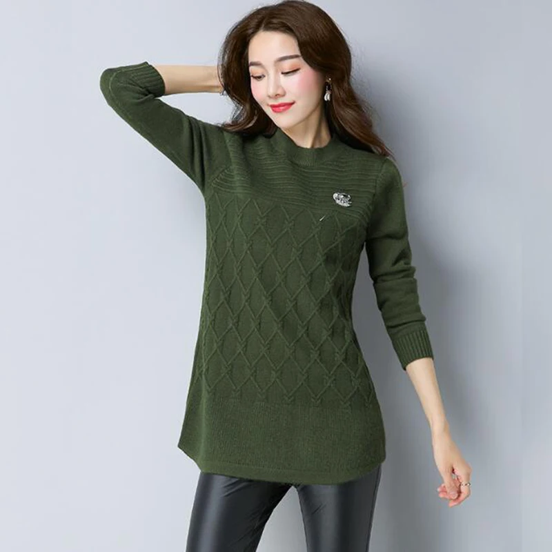 Winter Large Size Women's Korean Round Neck Long Sleeve Head Knit Sweater Loose Fresh Elegant Sweaters S-3XL OKXGNZ A257 | Женская
