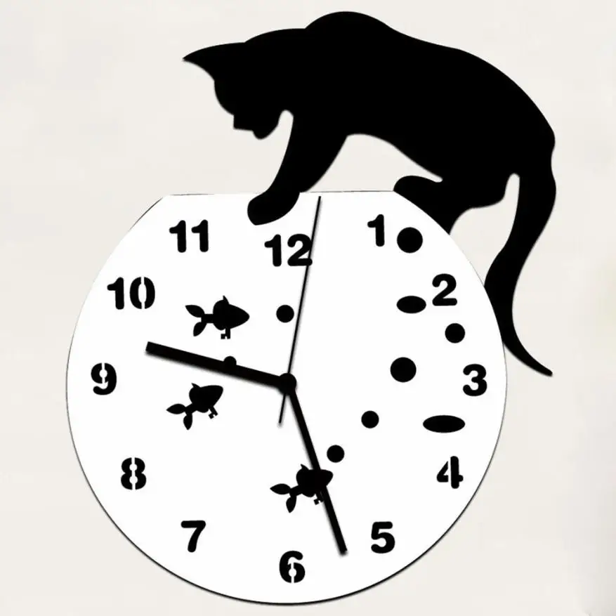 Настенные часы Naughty Cat современный дизайн акриловые настенные для домашнего