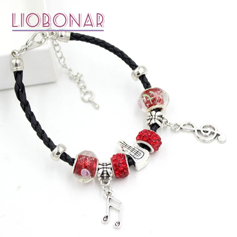 10 шт. новый кожаный браслет красные искусственные бусины женский ювелирные