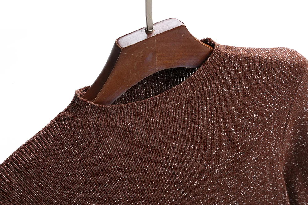 Hot Selling O-neck Flash Silk Pullover Women Glitter Sweater Spring Autumn Long Sleeve Tops Female Free Drop Shipping D335 | Женская