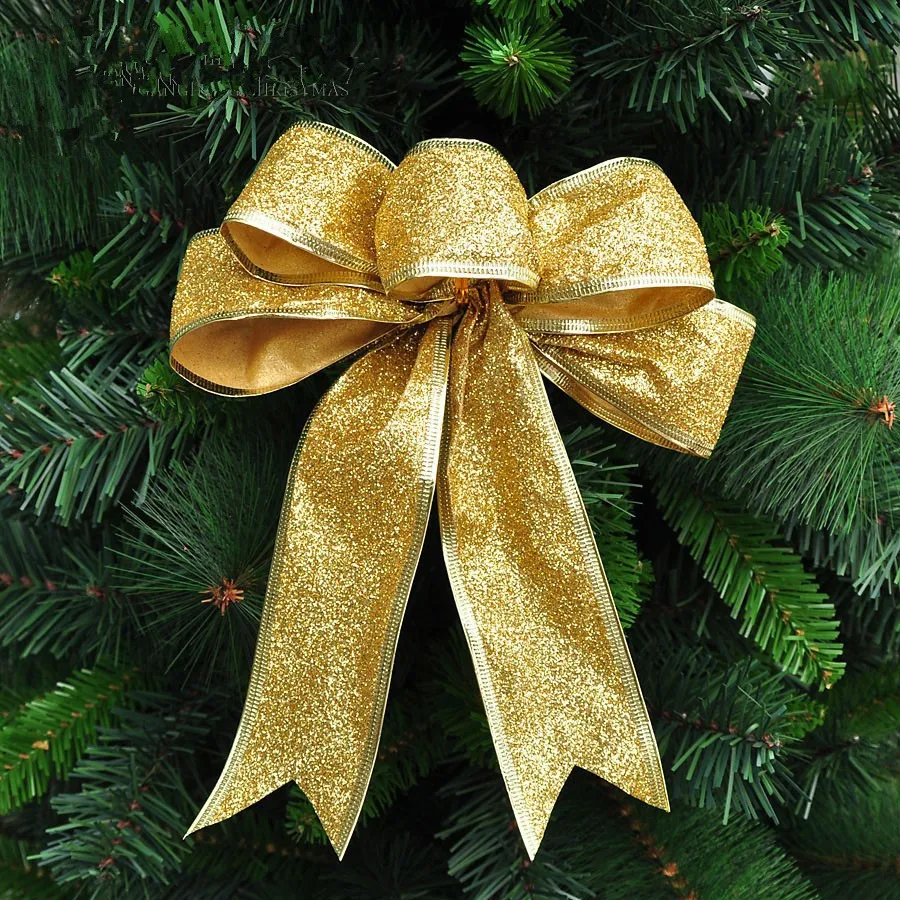 Большие Красные Серебряные Золотые Рождественские Ленты Банты Украшения Для