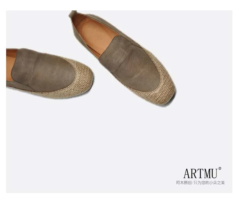 Artmu/оригинальная обувь в рыбацком стиле; Новинка года; Корейская льняная обувь в стиле ретро на плоской подошве из натуральной кожи; мягкая обувь ручной работы; 9728-20