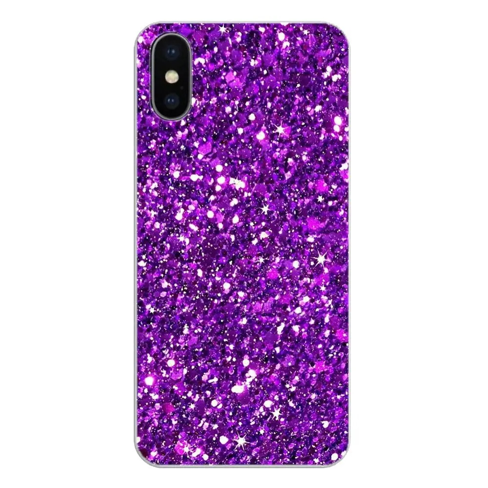 For LG G7 Q6 Q7 Q8 Q9 V30 X Power 2 3 OnePlus 3T 5T 6T Beautiful Purple Glitter Sparkles Pattern Soft Transparent Shell Case |
