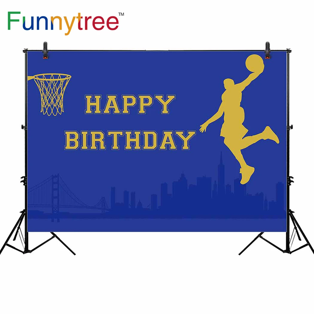 Задний фон Funnytree для фотосъемки с изображением баскетбольной звезды голубого