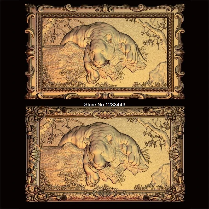 2 шт. тигр 3d фигурка формат STL животное 3D для ЧПУ в формате STL|3d model relief|3d relief modelfor cnc |