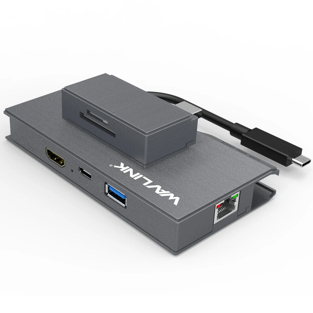 Wavlink Супер Скоростной USB C концентратор с 4K@ 30Hz HDMI кард-ридер USB 3,0 хаб гигабит Ethernet 4K HD Выход 1080P зеркало расширенный экран