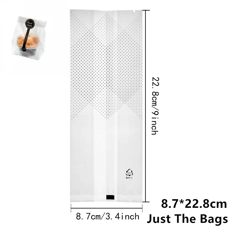 Black Dot 8.7x22.8cm LBSISI жизнь 50 шт. конфеты Подарочный мешок для печенья Рождество самостоятельно стенд вкус Десерт Выпекать печенье ручной работы DIY пластиковые упаковочные пакеты - Цвет: Black Dot 8.7x22.8cm
