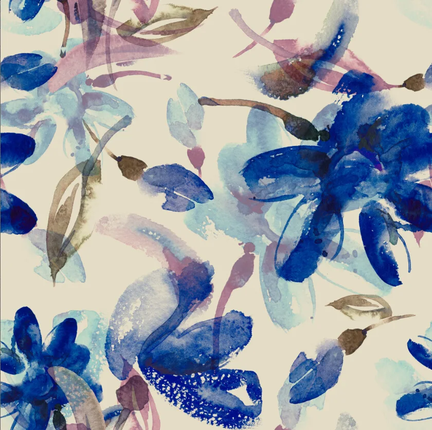 

LEO & LIN Sewing Flowers Blue Chiffon European Root Yarn Air Layer Fabric Digital Printing Fabrics 50cm