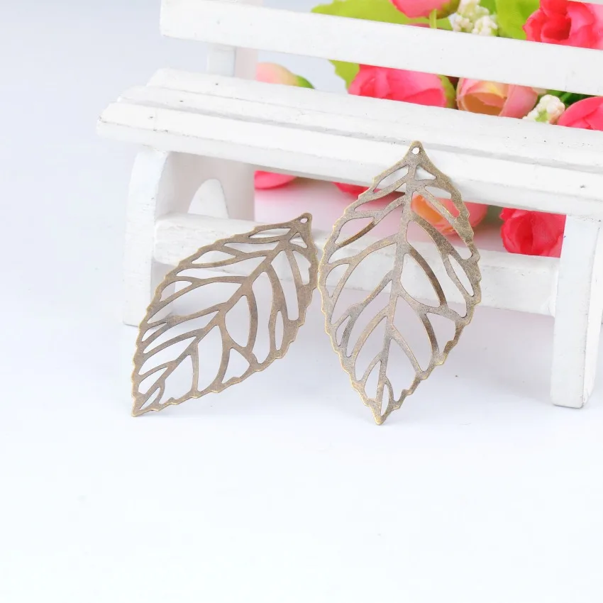 Free shipping Retail 10Pcs Bronze Tone Filigree Leaf Metal Crafts Decoration DIY Findings 54x32mm F0421 | Дом и сад