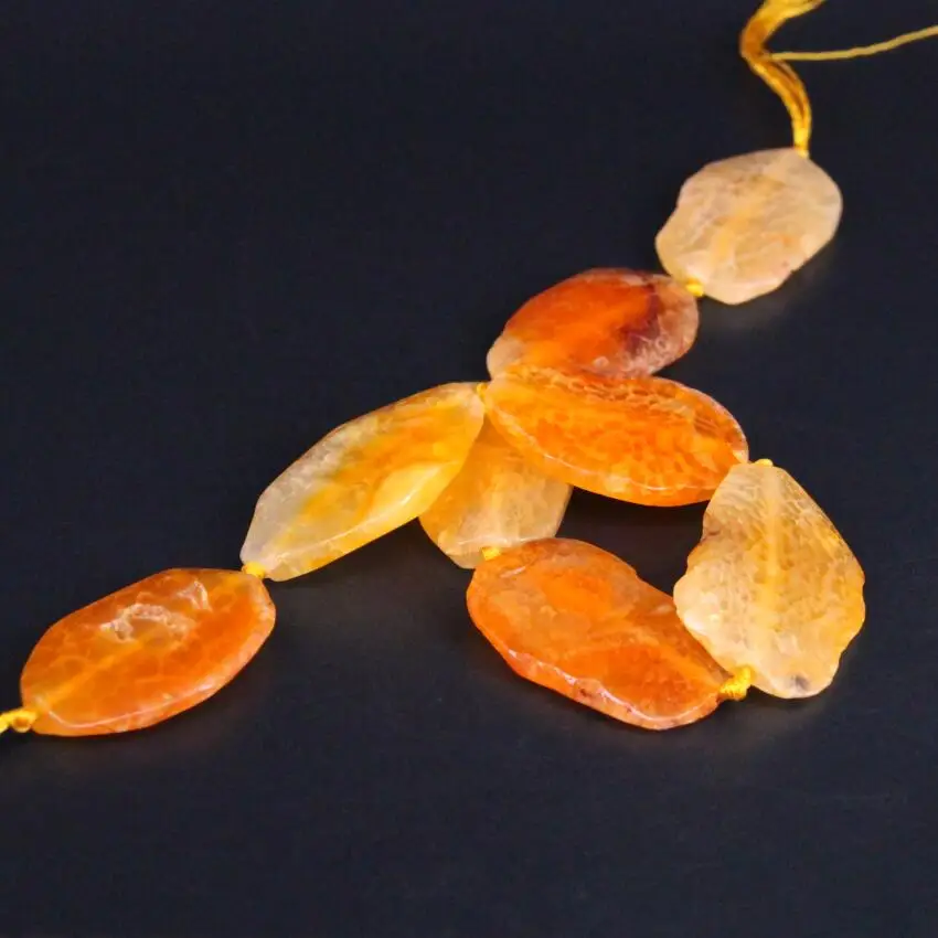 Approx8PCS/strand Orange Yellow Raw Dragon Veins Agates Druzy Faceted Slab Nugget Beads Drusy Gems Stone Slice Pendants Jewelry | Украшения