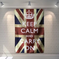 keep calm and carry onposter banners bar cafe hotel theme wall decoration hanging art waterproof cloth polyester fabric flags