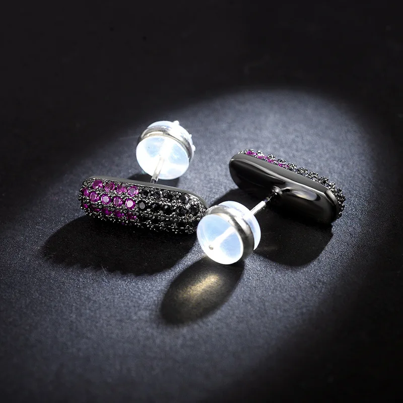 Fashion new Micro setting zircon capsule earrings Creative personality fun black Stud | Украшения и аксессуары