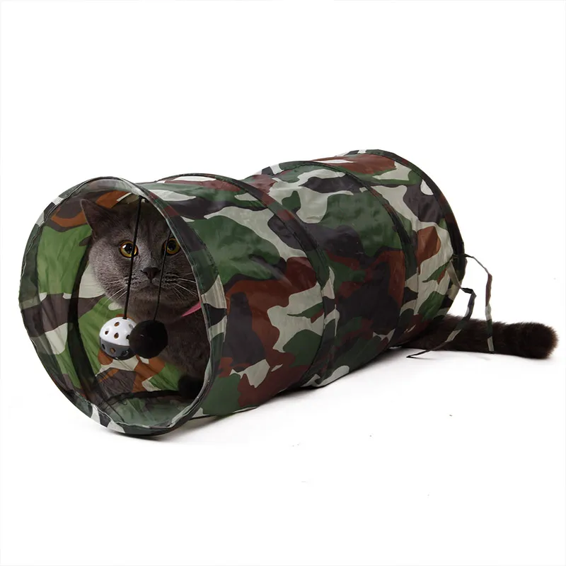 Домашние животные туннель кошка складной камуфляж цвет смешной котенок 2 мяча