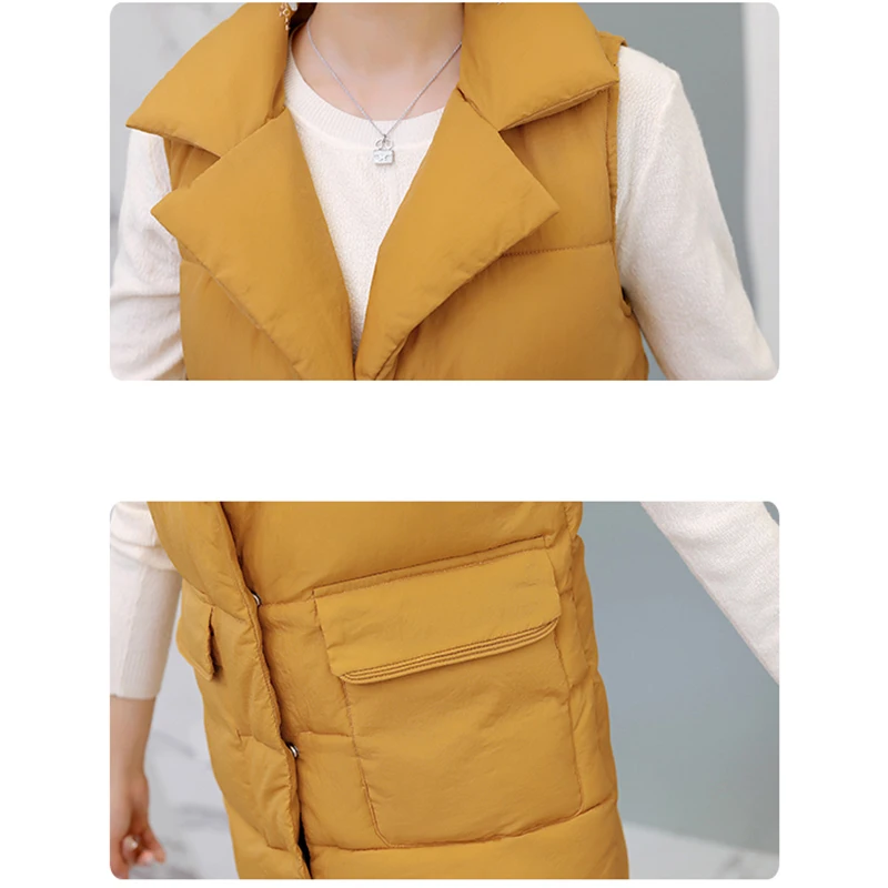 Autumn winter Women Cotton Down Vest 2018 New Fashion Medium long section Female Coat Slim Large size Thickening | Женская одежда