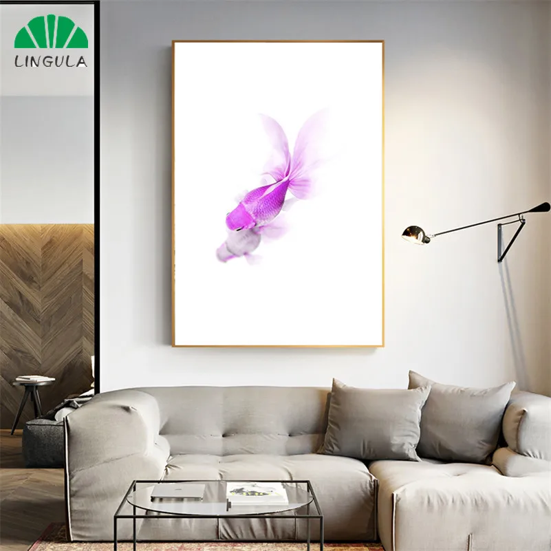 Рыбка настенное Искусство Холст Картина Золотая рыбка плакаты и принты кухонный