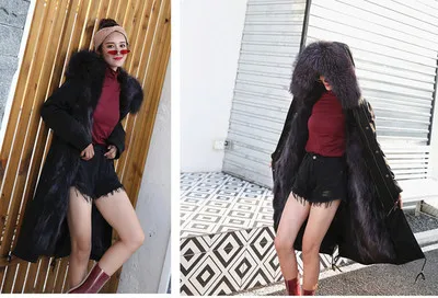 New Winter Jacket Women Coat Detachable 3 In 1 Outerwear Natural Real Raccoon Fur Collar Streetwear Parkas Casual Luxury - Цвет: 21