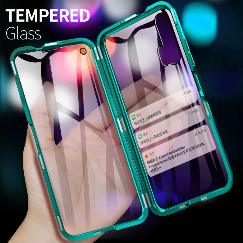 360 Полное покрытие двухстороннее стекло встроенный Магнит металлическая рамка