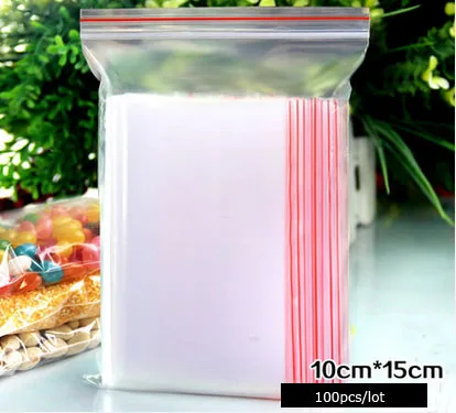 

(100pcs/lot) 10*15cm Plastic seal storage bags ziplock package bags PE plastic poly clear bags