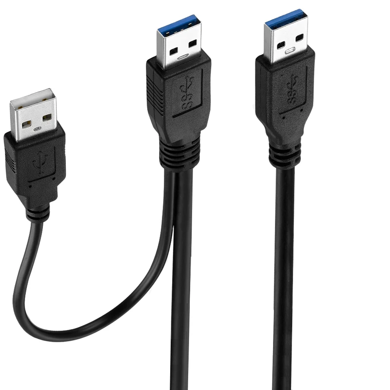Bochara USB 3,0 тип A+ USB источник питания для USB 3,0 тип A Мужской USB 3,0 кабель для передачи данных из фольги+ Плетеный экранированный для HDD