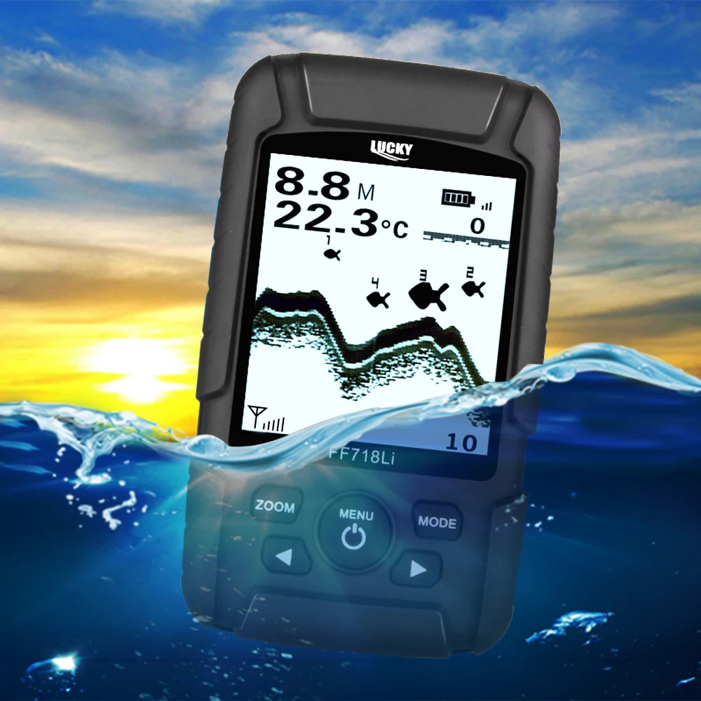 LUCKY Fish Finder монитор детектор рыбы 180 м ЖК LED подсветка эхолот De Pesca беспроводной Sonar