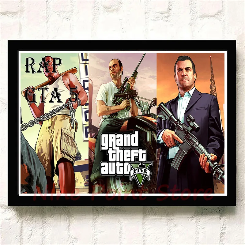GTA Grand Theft Auto San Andreas бумага с покрытием Плакат Бар Кафе гостиная столовая стены бескаркасные - Цвет: Тёмно-синий