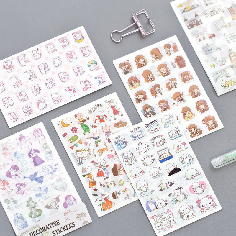 6 листов/упаковка декоративные канцелярские наклейки с изображением кошек и