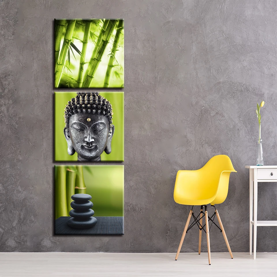 Wall Art Холст Картины HD печать плакатов рамки 5 шт. бамбуковая роща каменная статуя