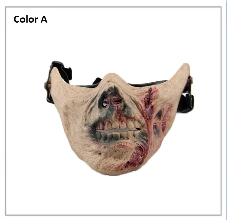 Color A 3D Unisex Half Face Cycling Mask Tactical Airsoft Protective Zombie Mask for Military Paintball Hunting CS Halloween Party Mask - Цвет: Color A