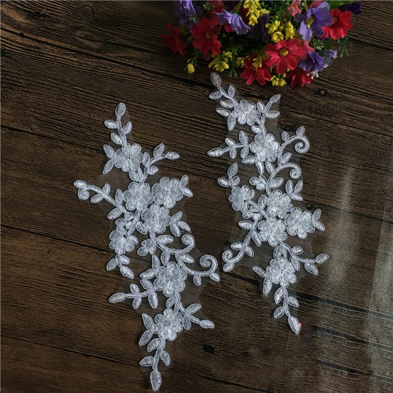 10 шт. цветочный мотив шитье Кружева Аппликация белый чистый свадебные ткани