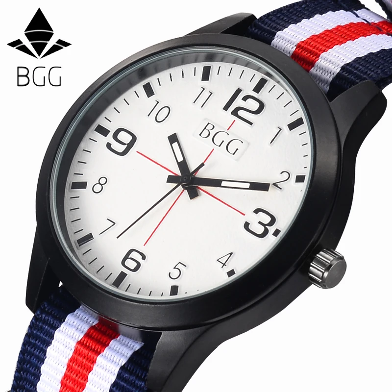 BGG бренд Для мужчин армия нейлон ремень Сталь циферблат Часы Костюмы хронограф
