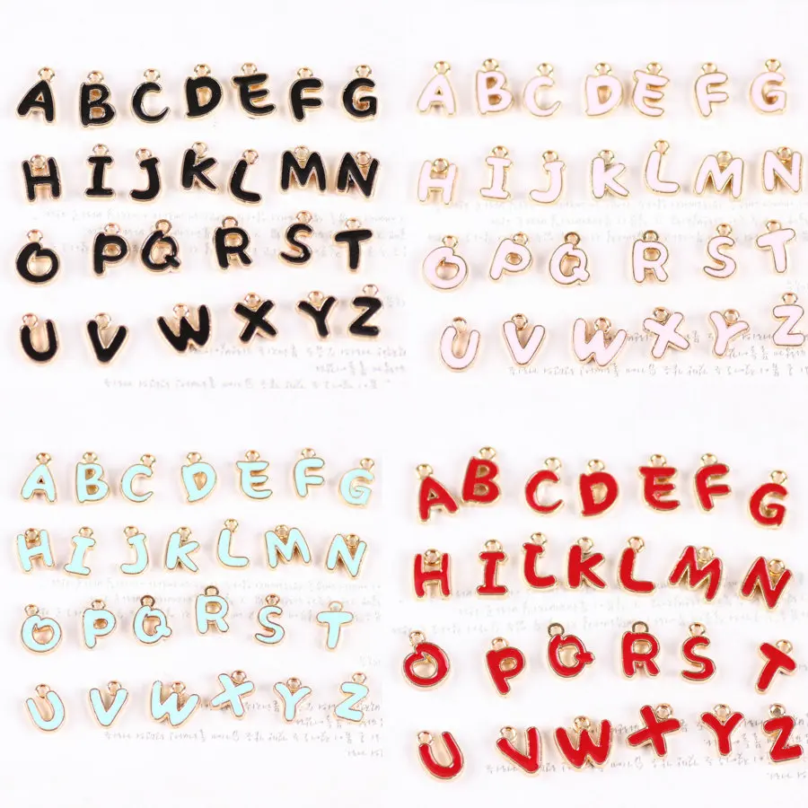 26 шт./лот оптовая продажа эмалированные Подвески с буквами в виде букв подвески
