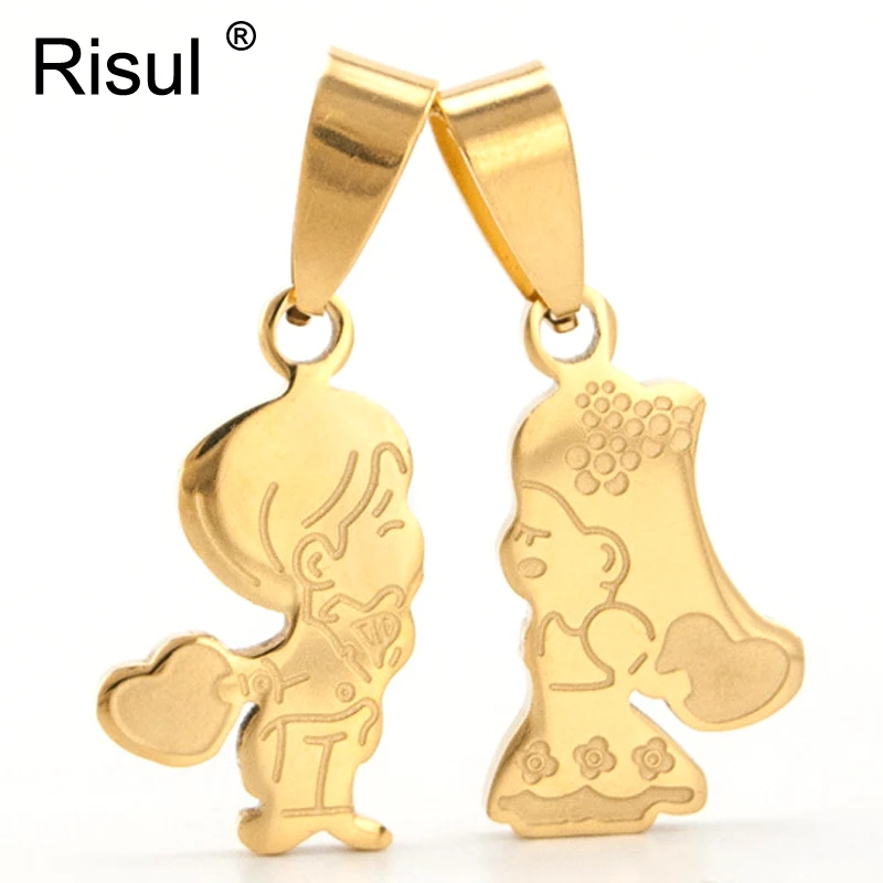 Risul золотые подвески для жениха и невесты Милая Подвеска влюбленных парные с